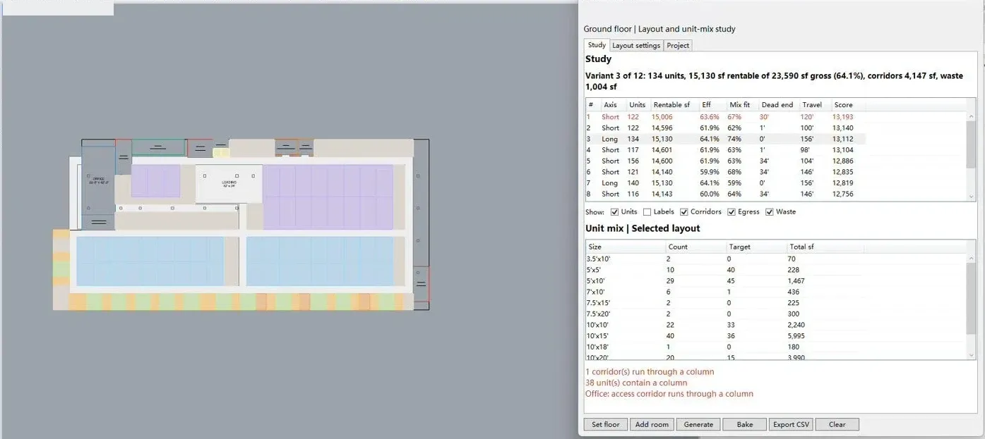 Storage Planner / baked plan for designer review