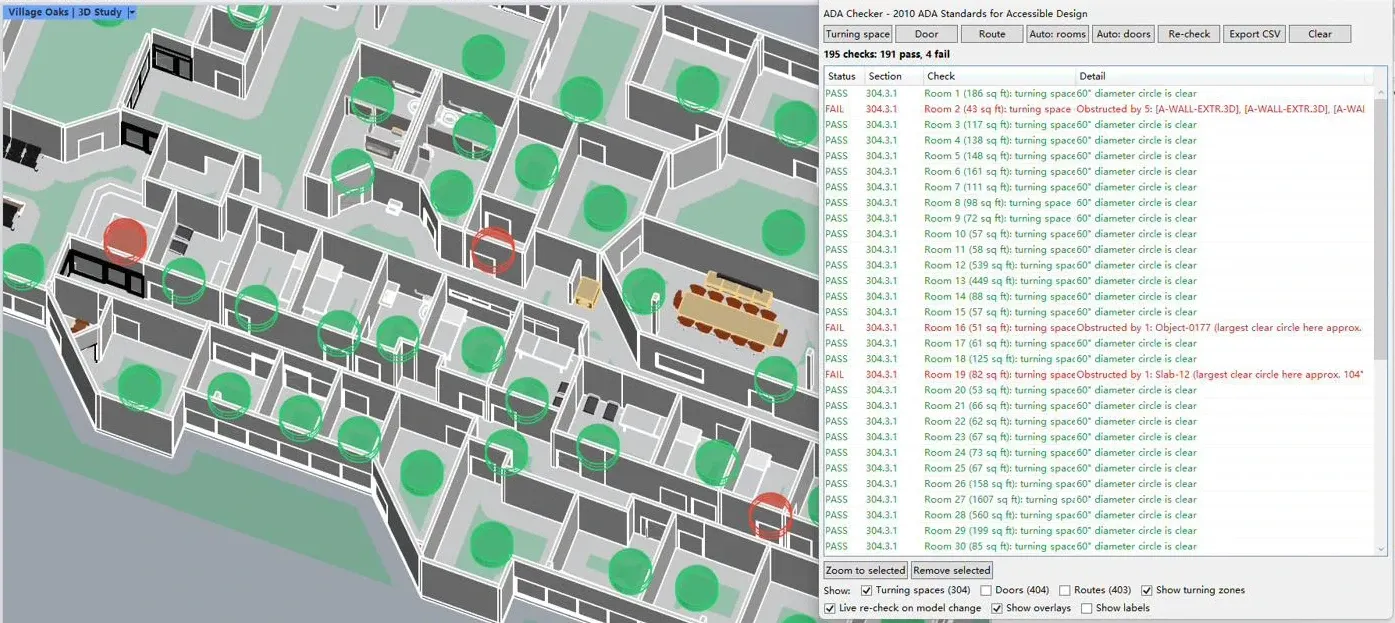 ADA Checker / examination-room clearance probes